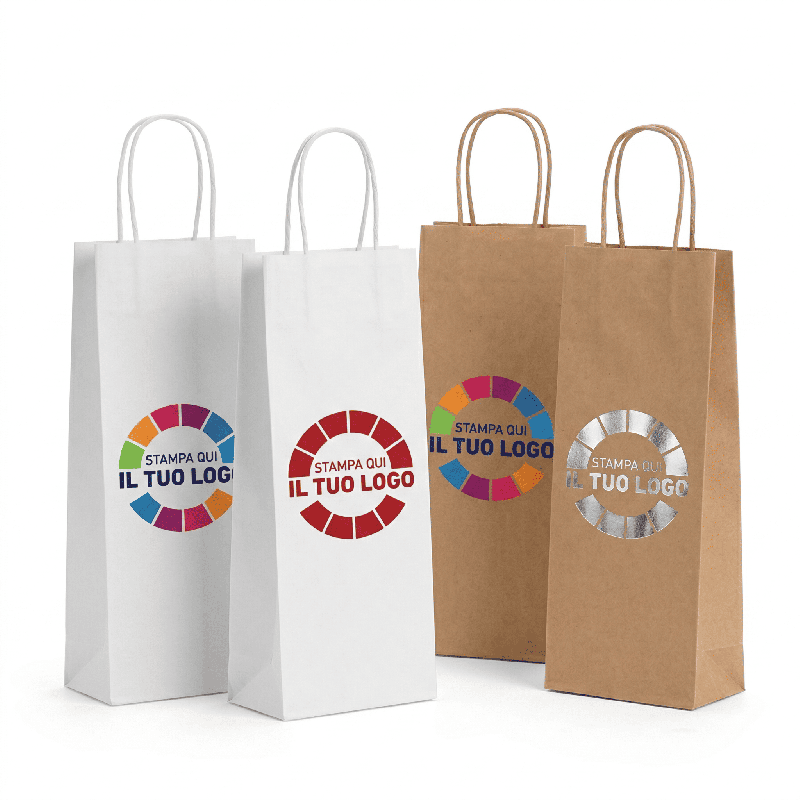 Shopper per bottiglie personalizzabili a colori 1-2 lati - Foghe