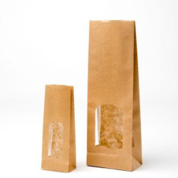 Sacchetti Carta Sealing Fondo Quadro con Finestra Avana