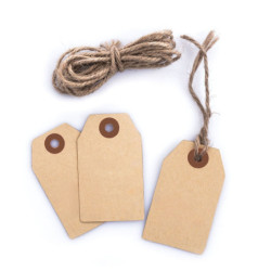 Tag Cartelini con Foro Carta Kraft Natural Avana